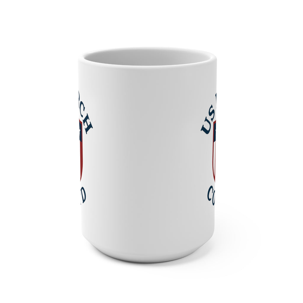 Patriotic Shield 15oz Coffee Mug — "US Merch Co Ltd" Logo