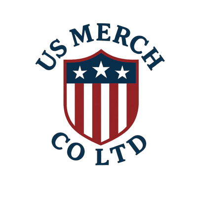 Logo of US Merch Co Ltd with a shield design on a white background